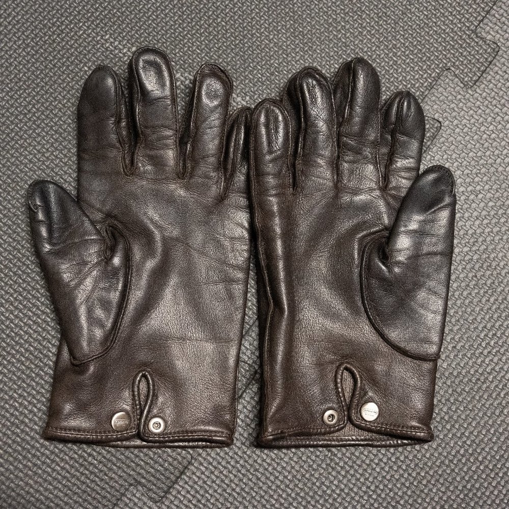 Coach Brown Leather Gloves Men's